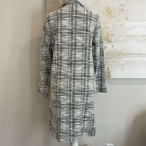 NWT SZ SMALL MelloDay soft knit tweed  oversized long blazer large plaid - Picture 4 of 7